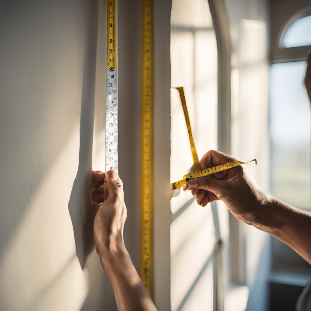 persona midiendo una pared con un metro