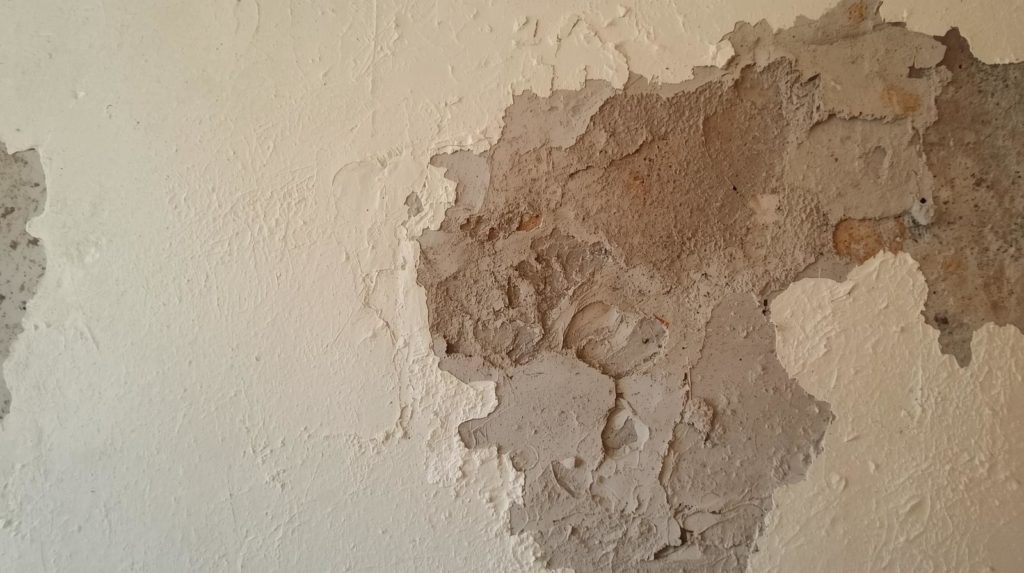 humeda en pared por lluvias